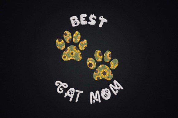 Best Cat Mom Paw Sunflower Mother Gift