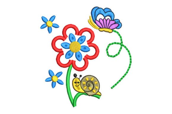 Colorful Flowers with Snail