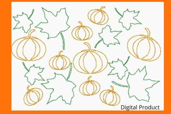 Pumpkins and Leaves Machine Quilting