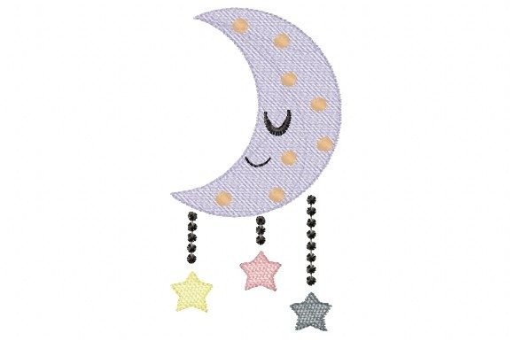 Smiley Face Moon with Stars